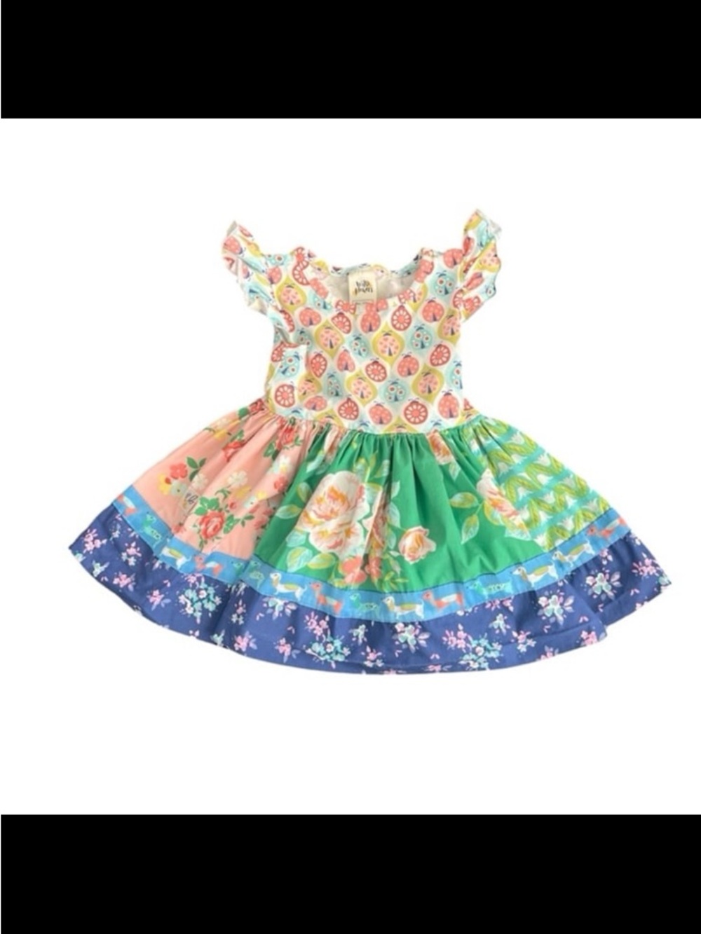Wildflowers Clothing 12M Mixed Print Dress Ladybug Dog Floral Patchwork
